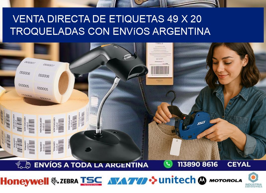 Venta directa de etiquetas 49 x 20 troqueladas con envíos Argentina