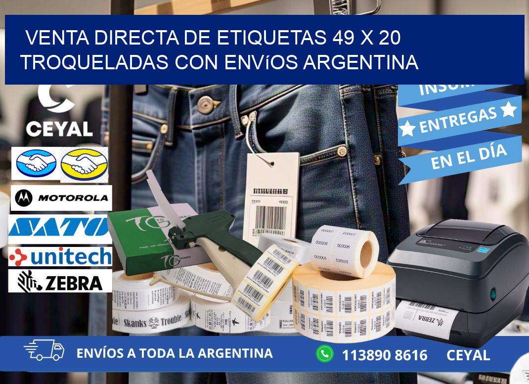 Venta directa de etiquetas 49 x 20 troqueladas con envíos Argentina