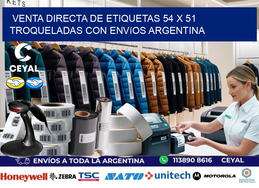 Venta directa de etiquetas 54 x 51 troqueladas con envíos Argentina