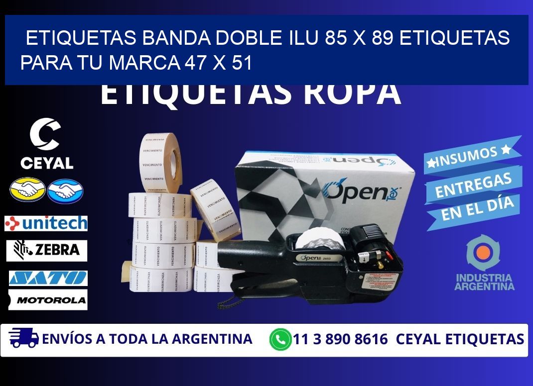 etiquetas banda doble ilu 85 x 89 etiquetas para tu marca 47 x 51