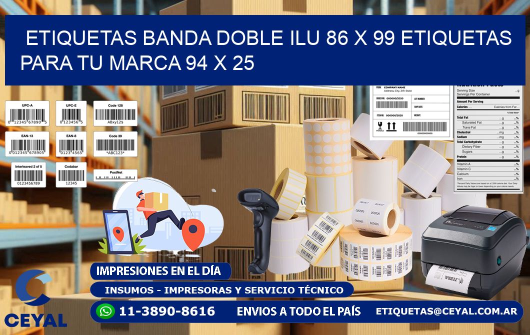 etiquetas banda doble ilu 86 x 99 etiquetas para tu marca 94 x 25