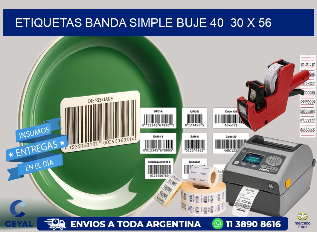 etiquetas banda simple buje 40  30 x 56