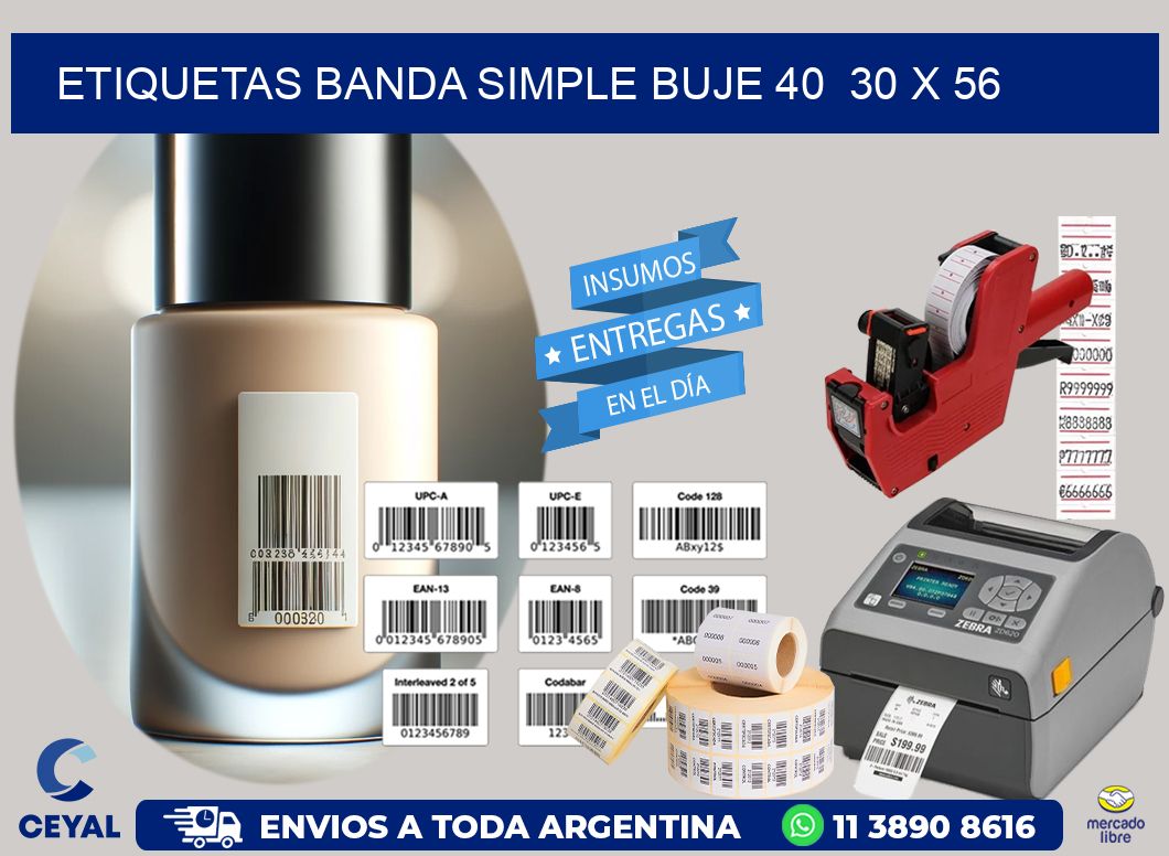 etiquetas banda simple buje 40  30 x 56
