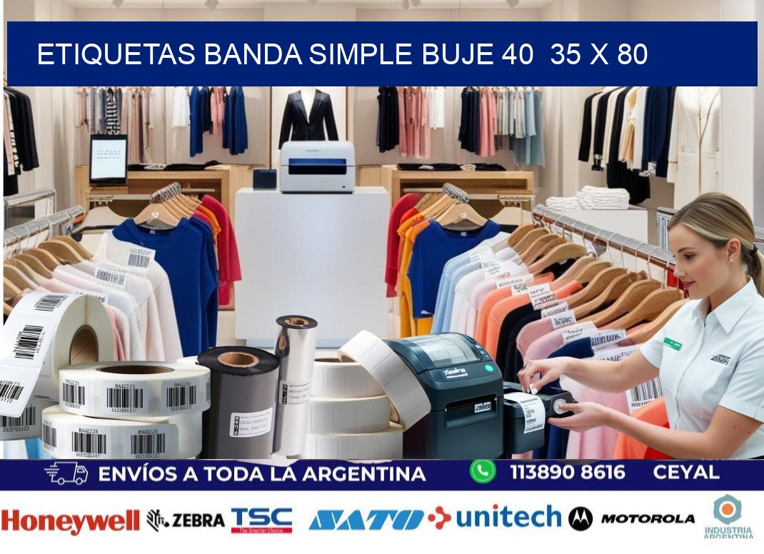 etiquetas banda simple buje 40 35 x 80