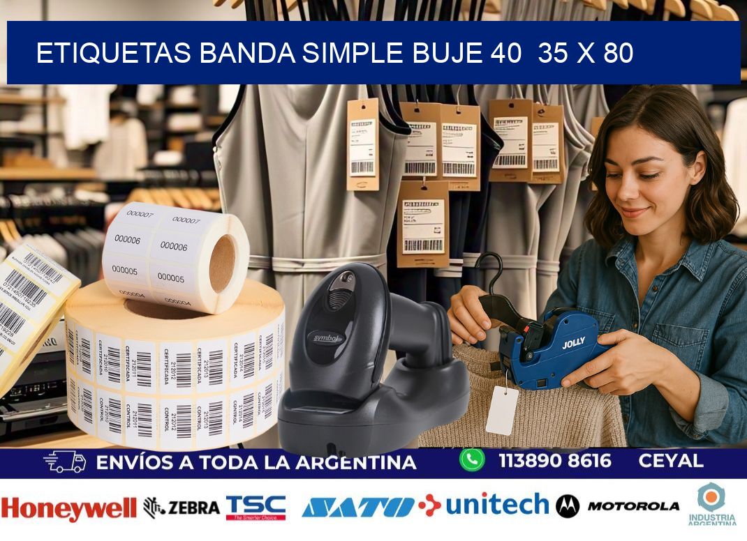 etiquetas banda simple buje 40 35 x 80
