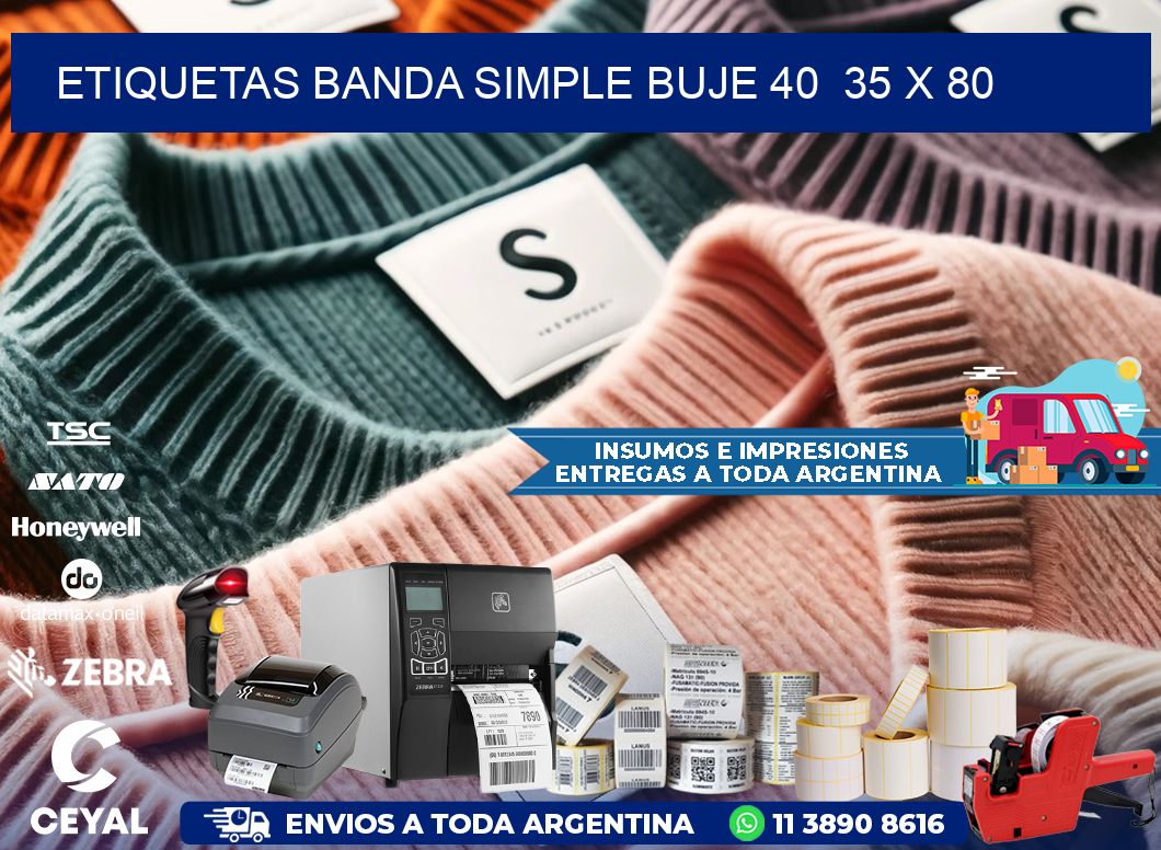 etiquetas banda simple buje 40 35 x 80