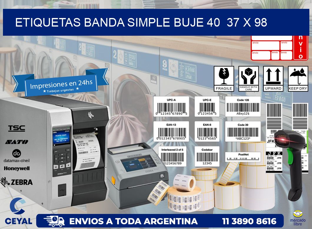 etiquetas banda simple buje 40 37 x 98
