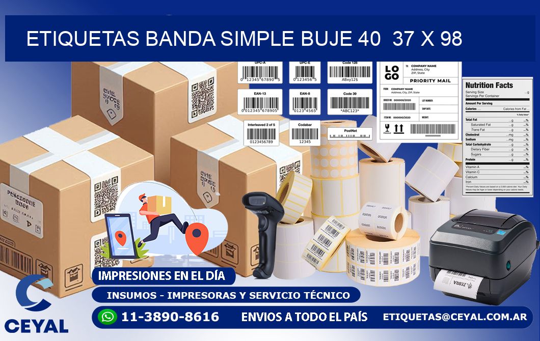 etiquetas banda simple buje 40 37 x 98