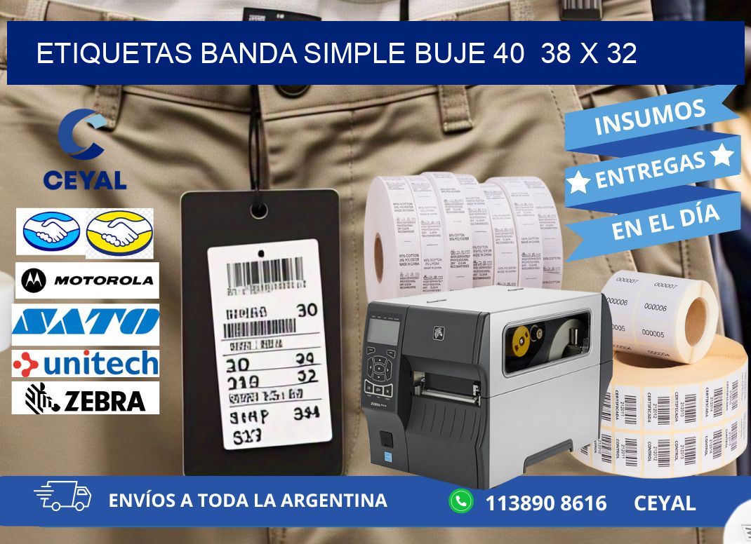 etiquetas banda simple buje 40 38 x 32