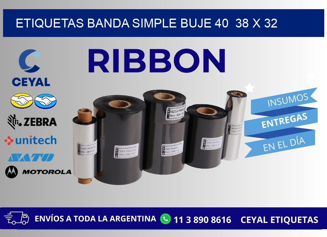etiquetas banda simple buje 40 38 x 32