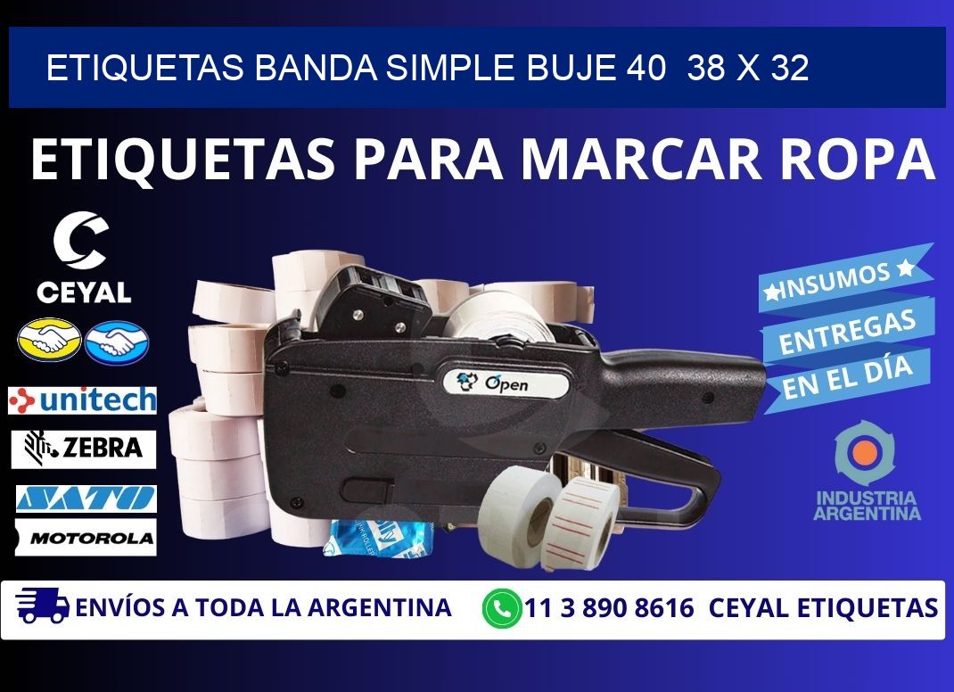 etiquetas banda simple buje 40 38 x 32