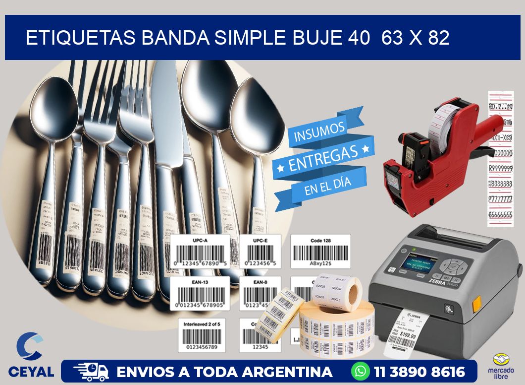 etiquetas banda simple buje 40  63 x 82