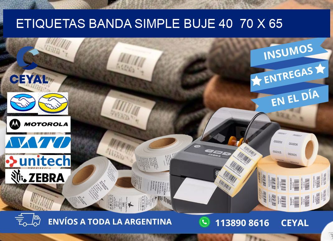 etiquetas banda simple buje 40 70 x 65