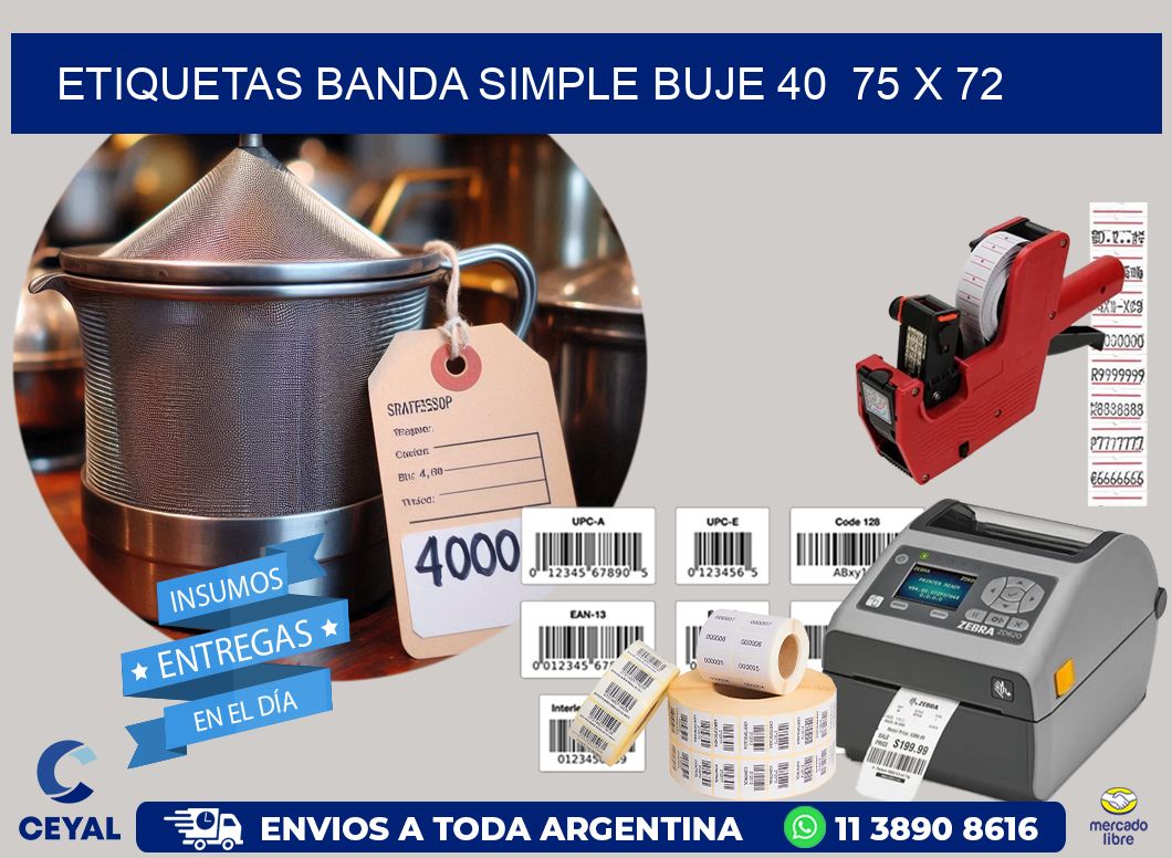 etiquetas banda simple buje 40 75 x 72