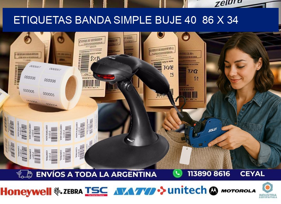 etiquetas banda simple buje 40 86 x 34