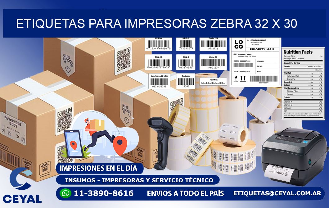 etiquetas para impresoras zebra 32 x 30