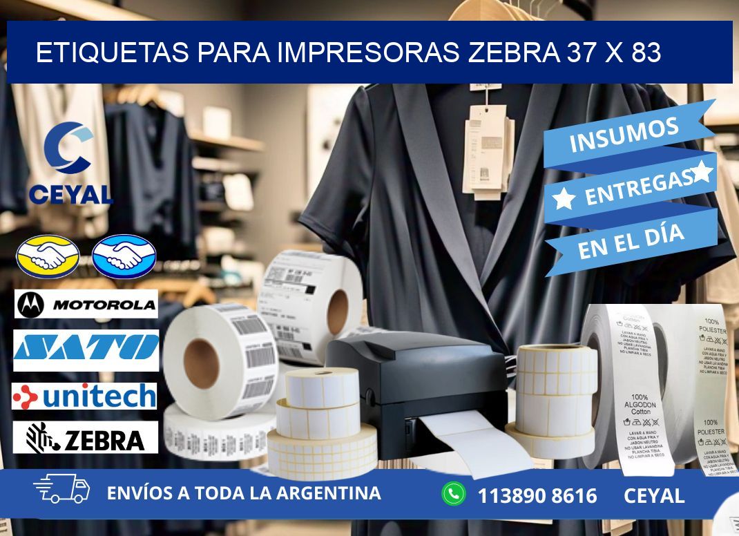 etiquetas para impresoras zebra 37 x 83