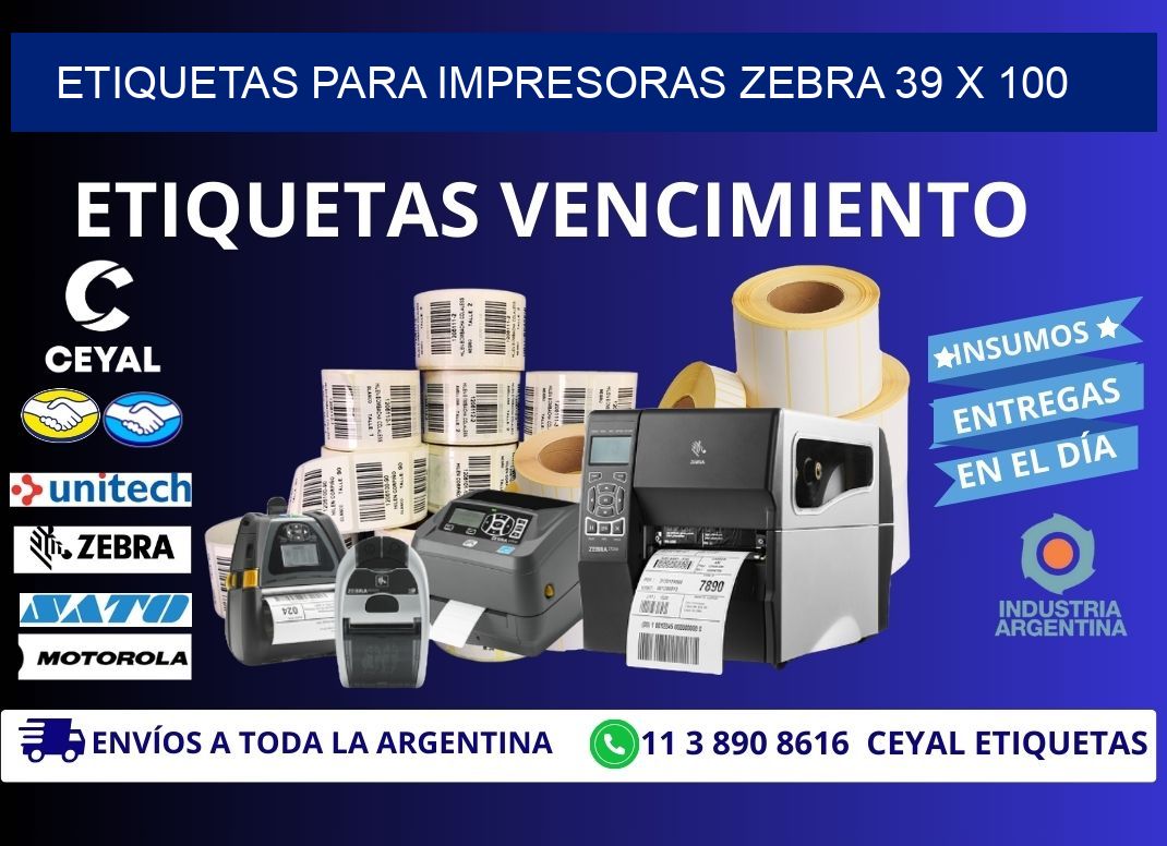etiquetas para impresoras zebra 39 x 100