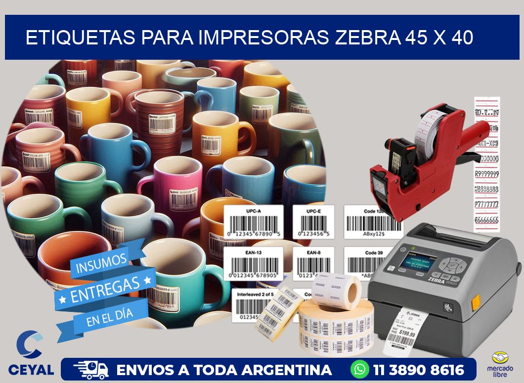 etiquetas para impresoras zebra 45 x 40