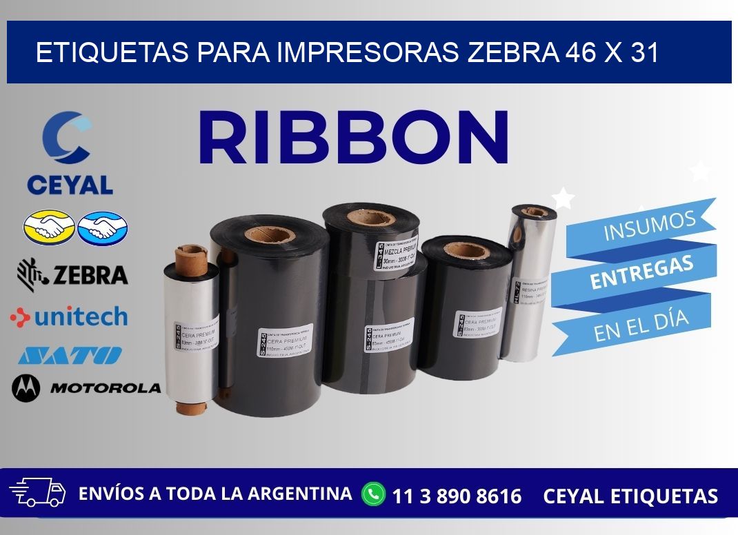 etiquetas para impresoras zebra 46 x 31