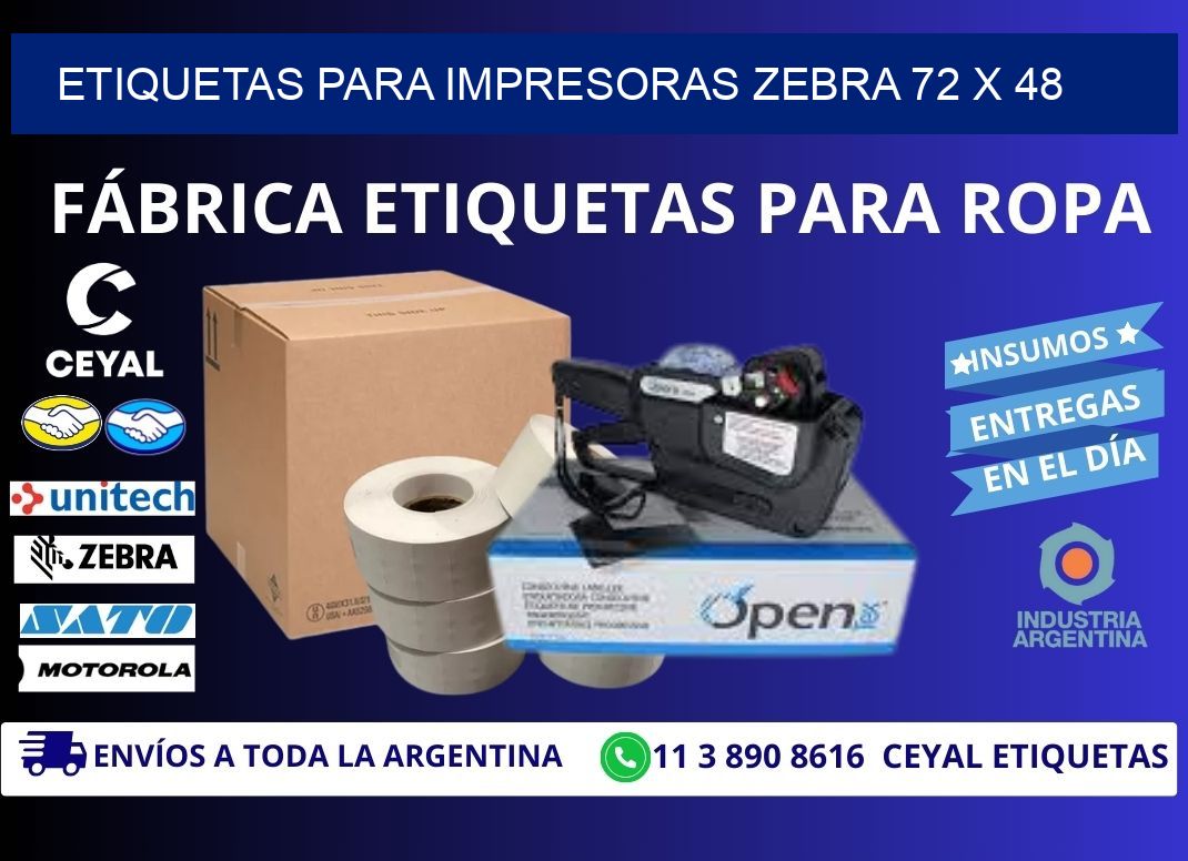 etiquetas para impresoras zebra 72 x 48