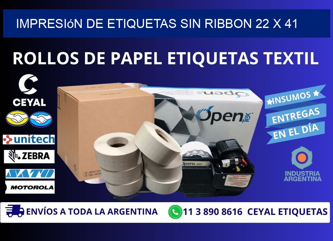 impresión de etiquetas sin ribbon 22 x 41