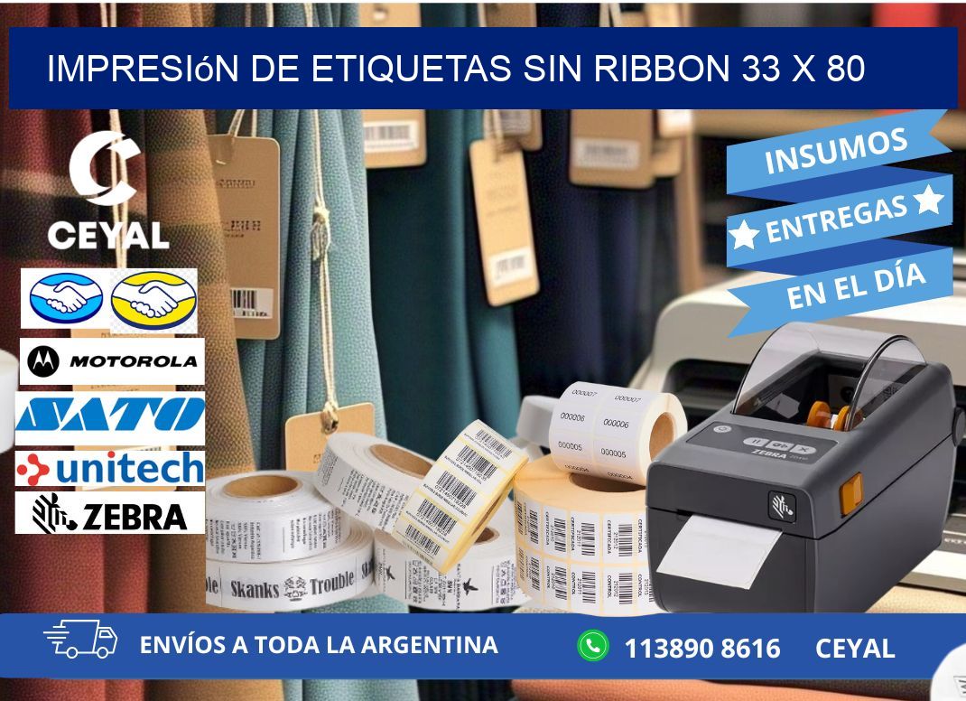 impresión de etiquetas sin ribbon 33 x 80