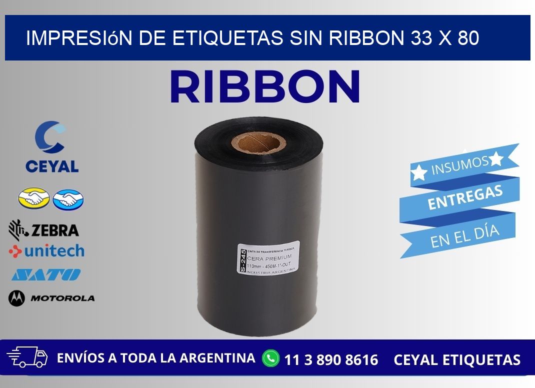 impresión de etiquetas sin ribbon 33 x 80