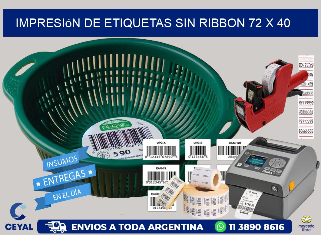 impresión de etiquetas sin ribbon 72 x 40