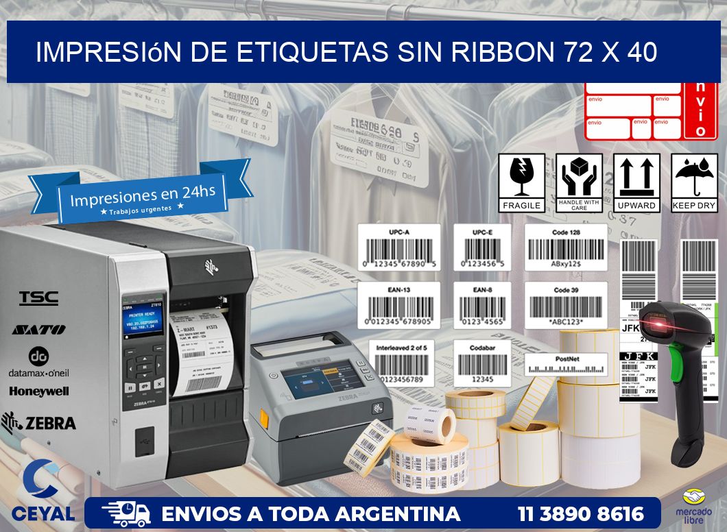 impresión de etiquetas sin ribbon 72 x 40