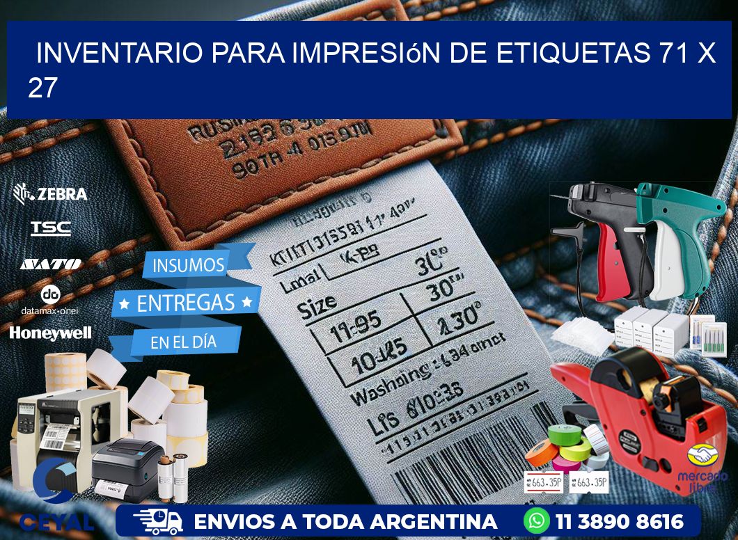 inventario para impresión de etiquetas 71 x 27