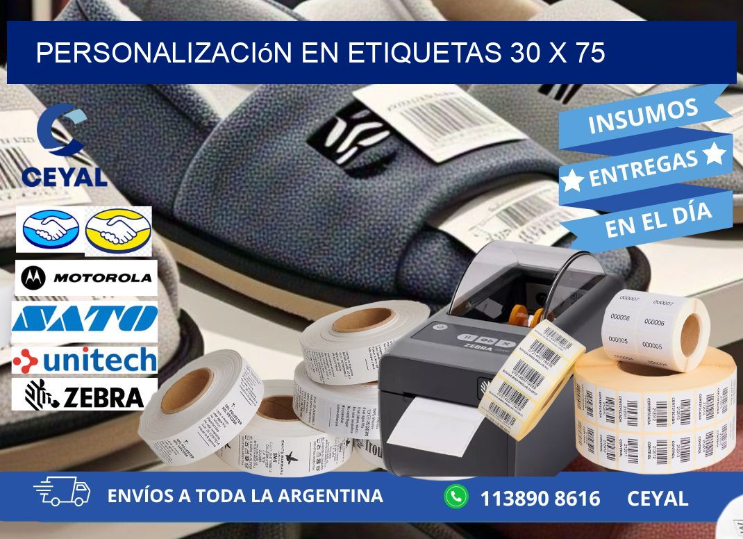 personalización en etiquetas 30 x 75