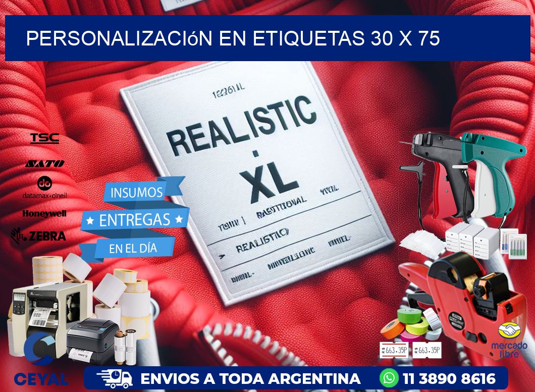 personalización en etiquetas 30 x 75