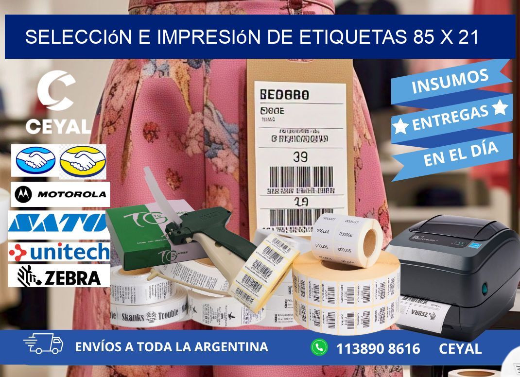 selección e impresión de etiquetas 85 x 21