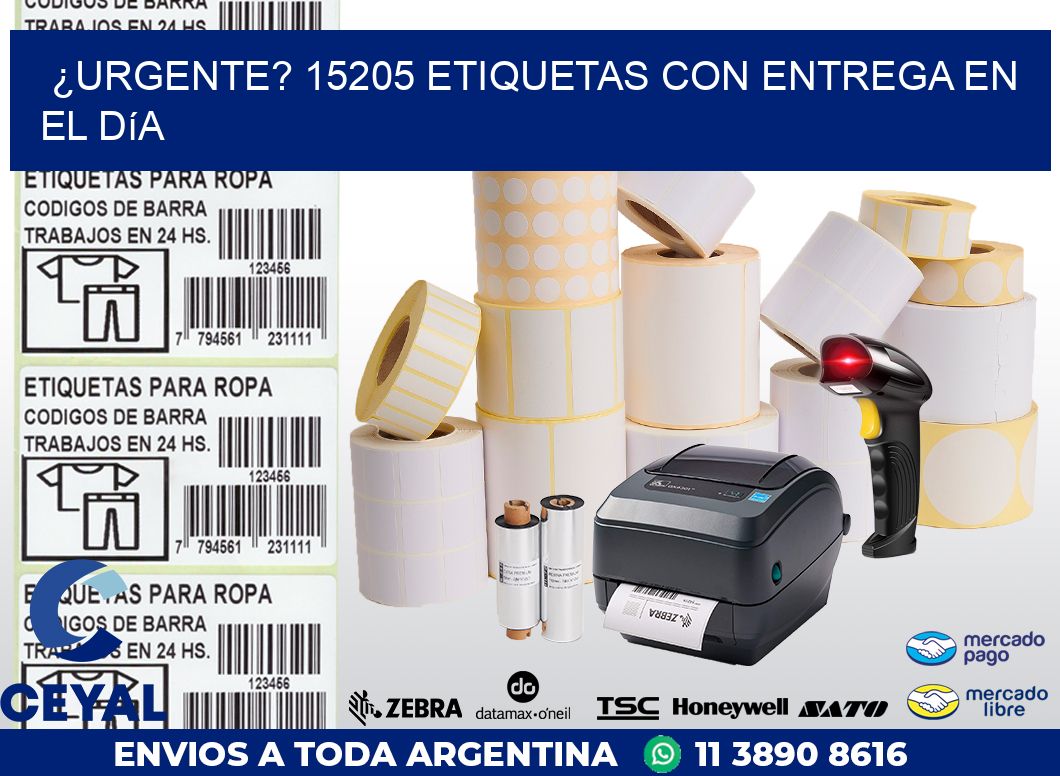 ¿Urgente? 15205 Etiquetas con Entrega en el Día
