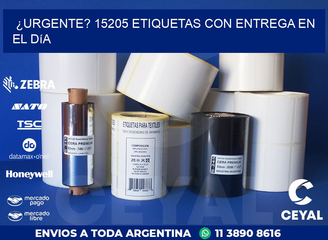 ¿Urgente? 15205 Etiquetas con Entrega en el Día