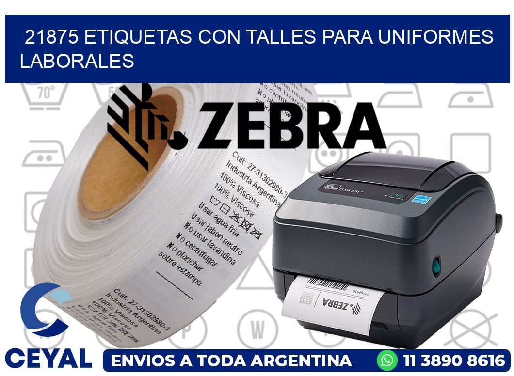 21875 etiquetas con talles para uniformes laborales