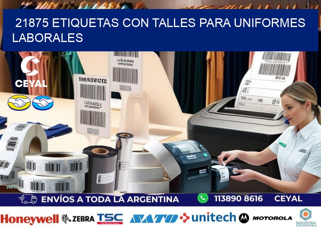21875 etiquetas con talles para uniformes laborales