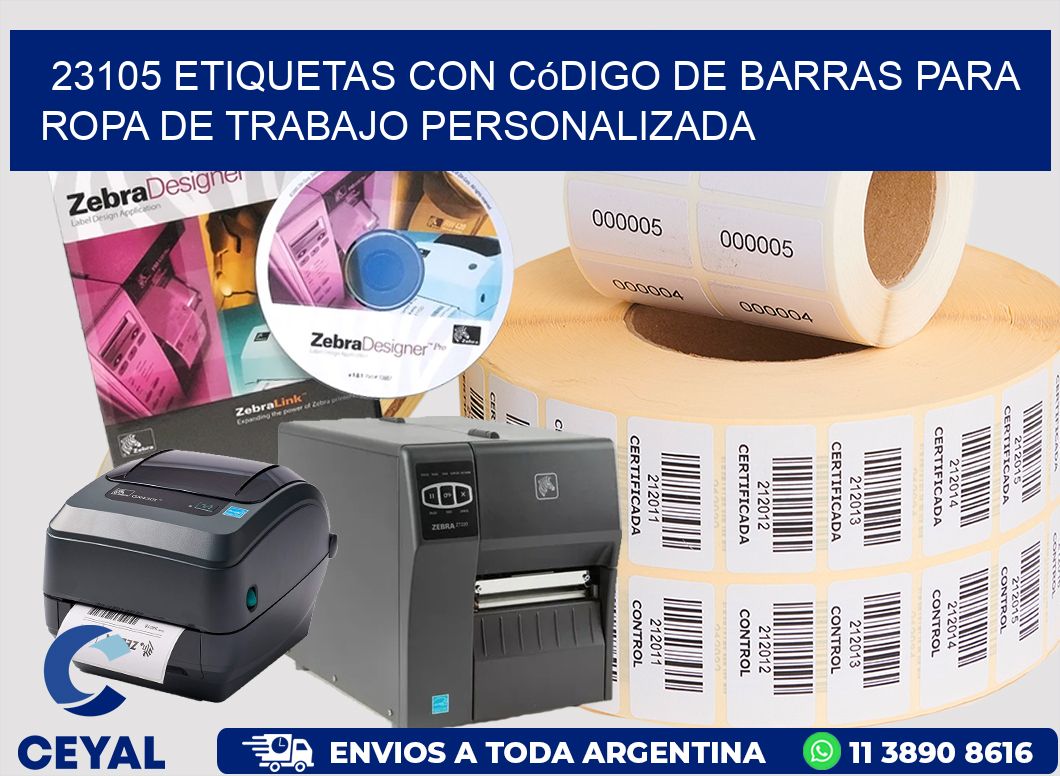 23105 Etiquetas con código de barras para ropa de trabajo personalizada
