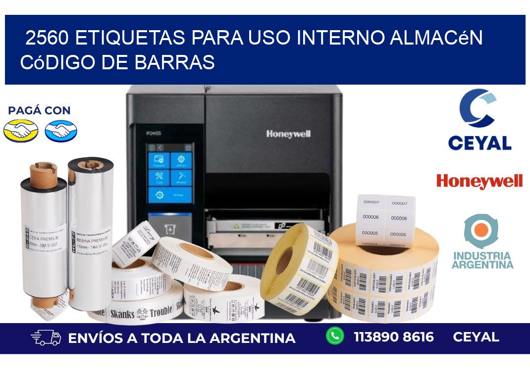 2560 etiquetas para uso interno almacén código de barras