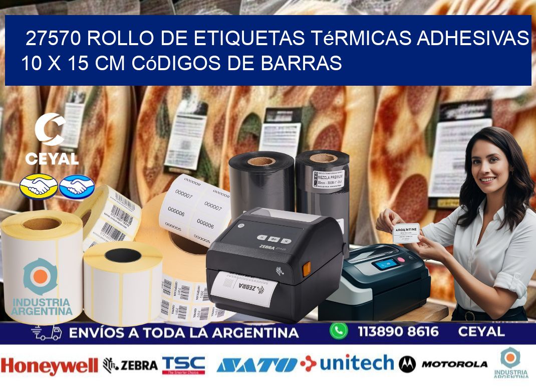 27570 Rollo de Etiquetas Térmicas Adhesivas 10 x 15 cm Códigos de Barras