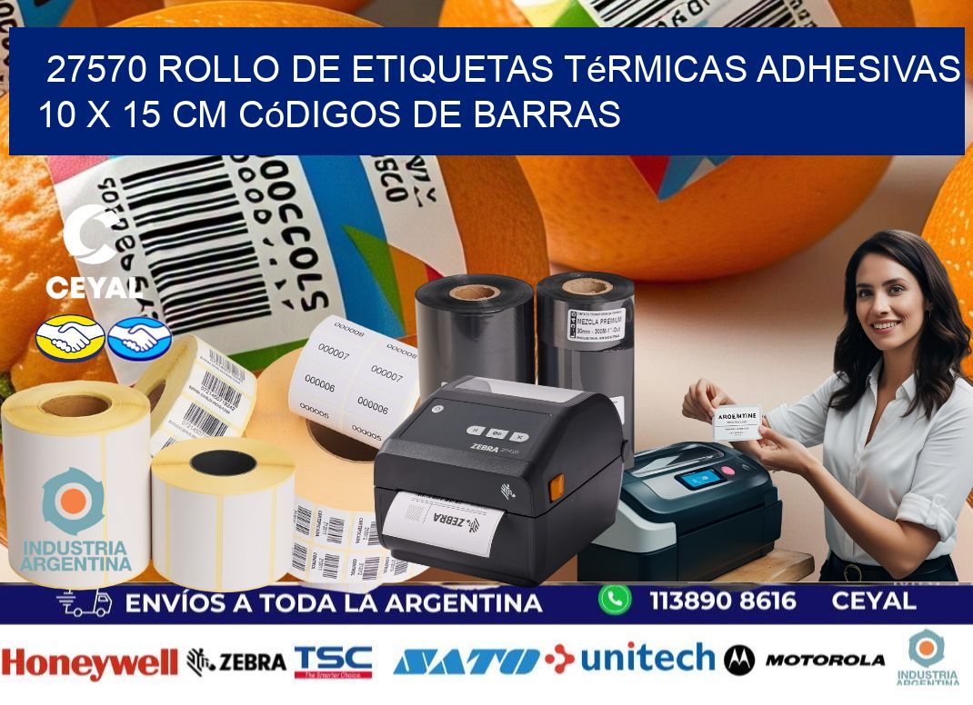 27570 Rollo de Etiquetas Térmicas Adhesivas 10 x 15 cm Códigos de Barras