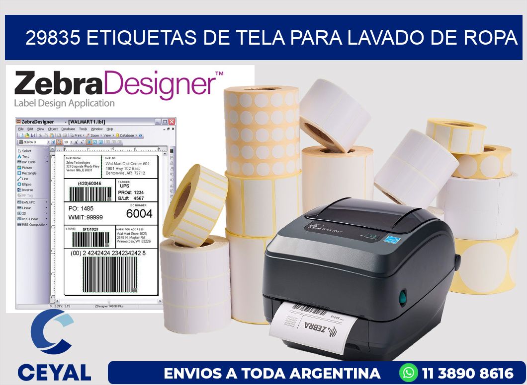 29835 Etiquetas de tela para lavado de ropa