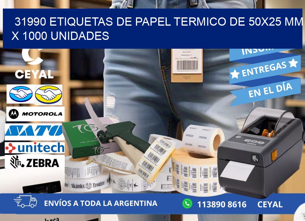 31990 Etiquetas De Papel Termico De 50x25 Mm X 1000 Unidades