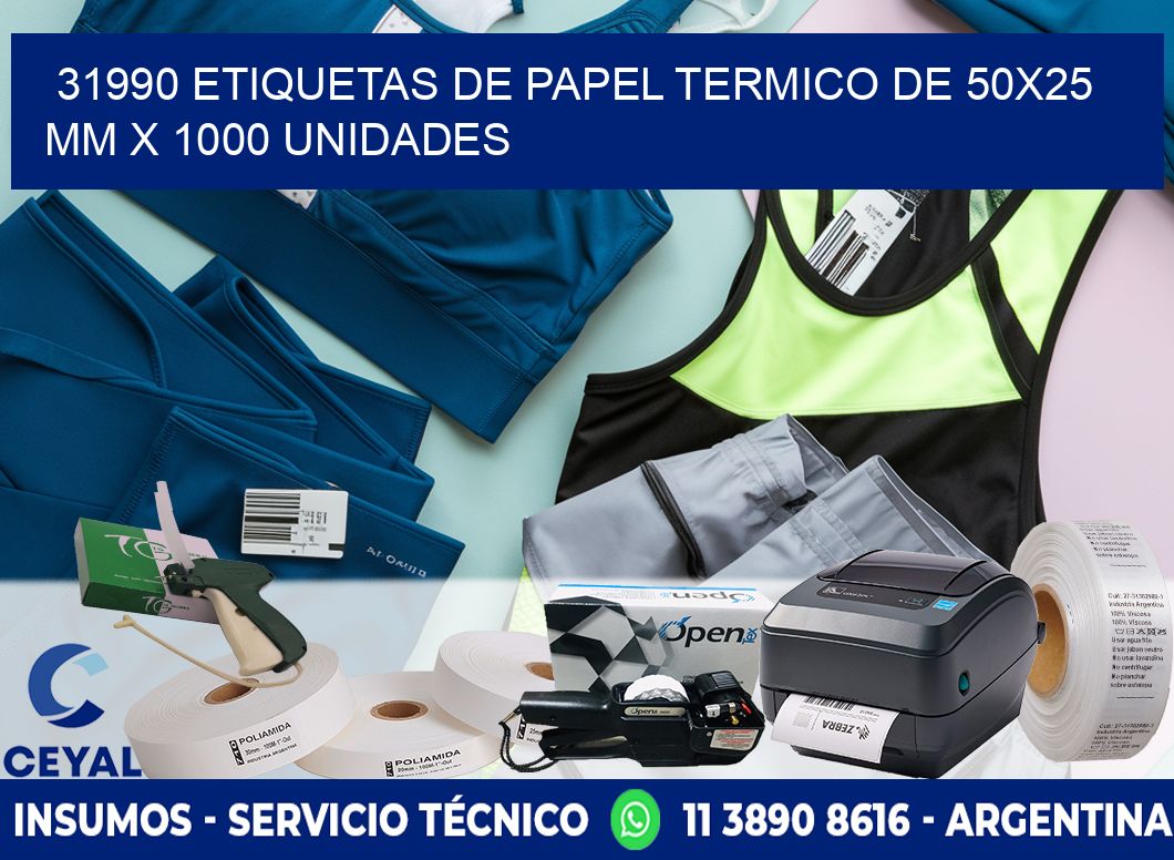 31990 Etiquetas De Papel Termico De 50x25 Mm X 1000 Unidades