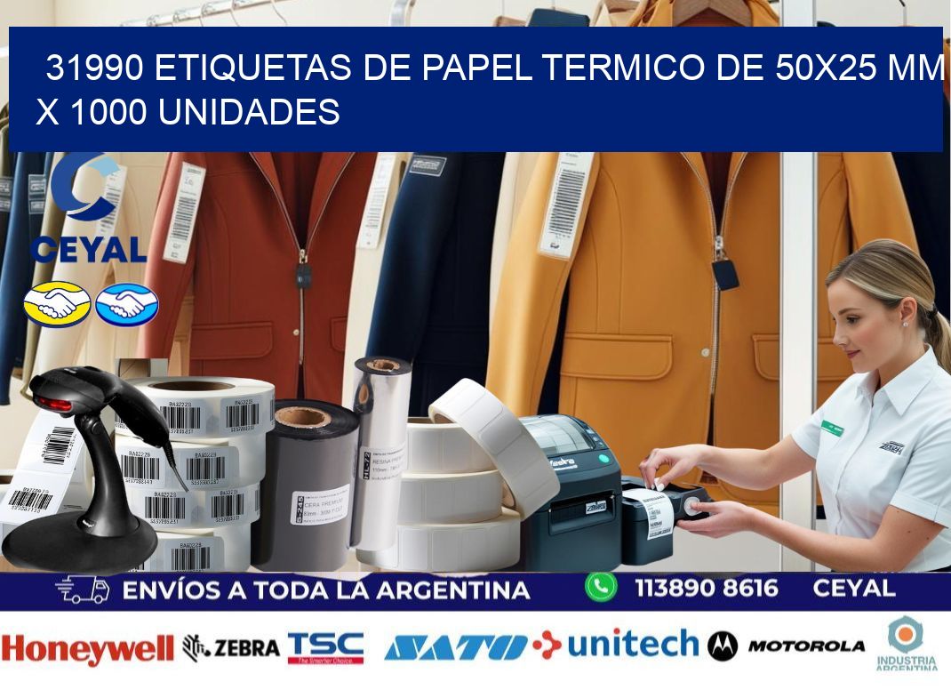 31990 Etiquetas De Papel Termico De 50x25 Mm X 1000 Unidades