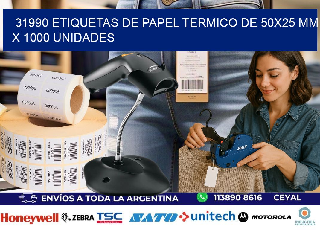 31990 Etiquetas De Papel Termico De 50x25 Mm X 1000 Unidades