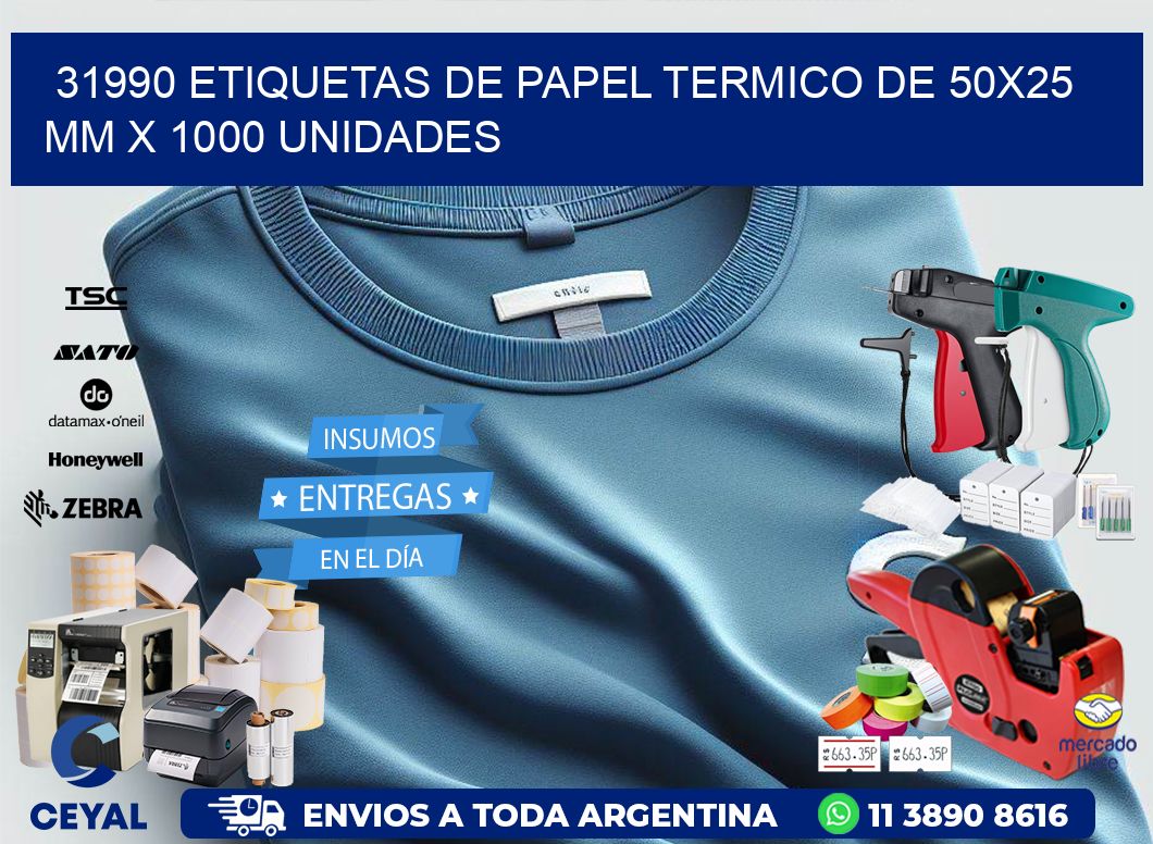 31990 Etiquetas De Papel Termico De 50×25 Mm X 1000 Unidades
