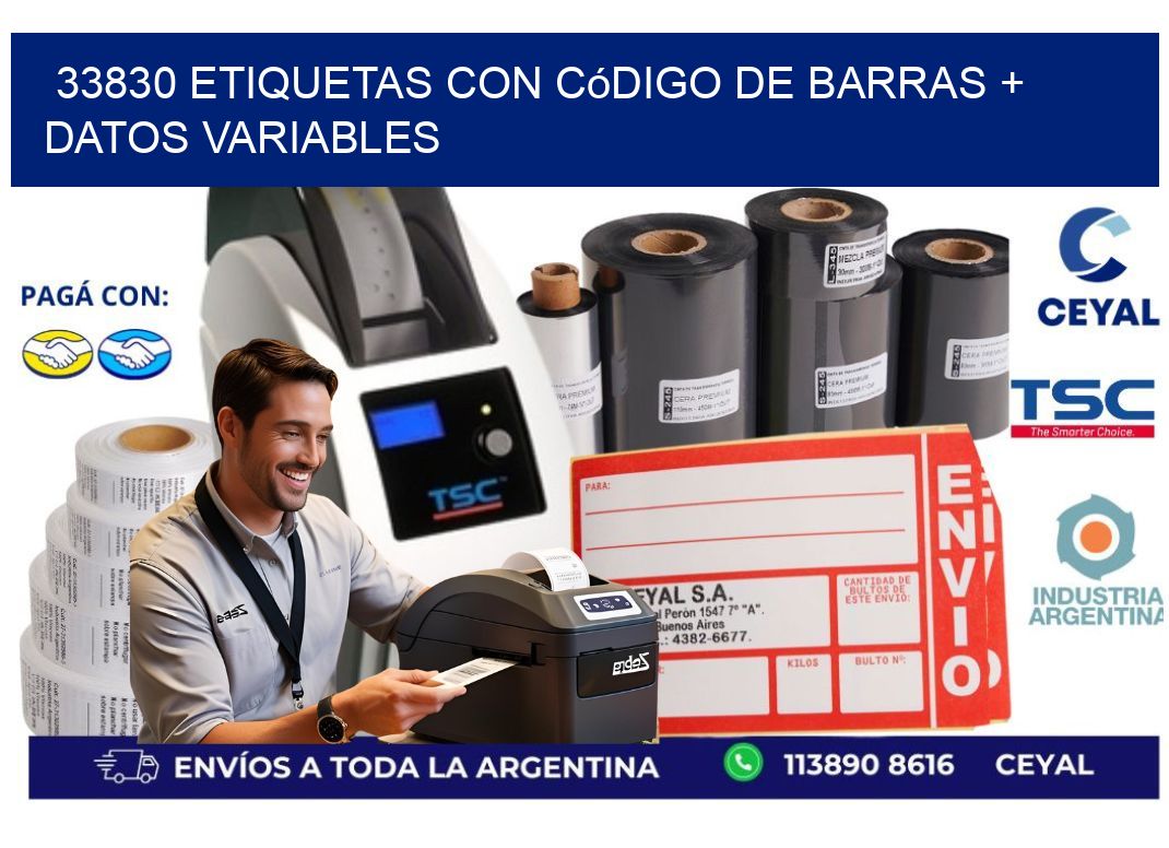 33830 etiquetas con código de barras + datos variables