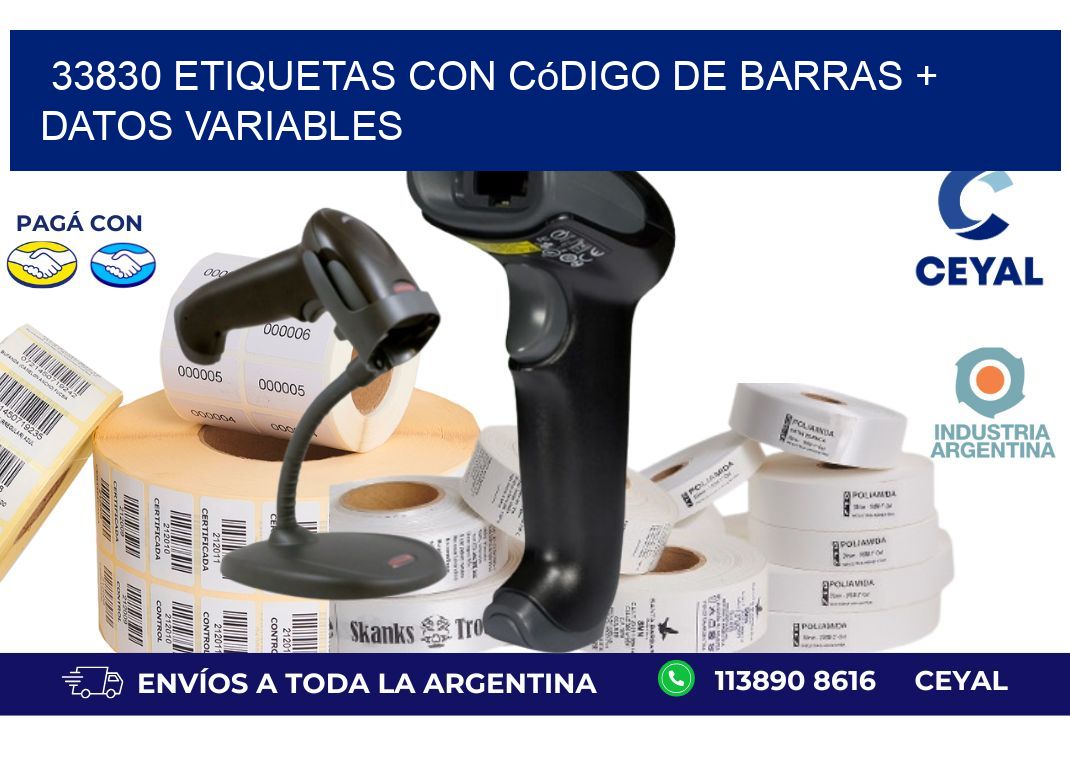 33830 etiquetas con código de barras + datos variables